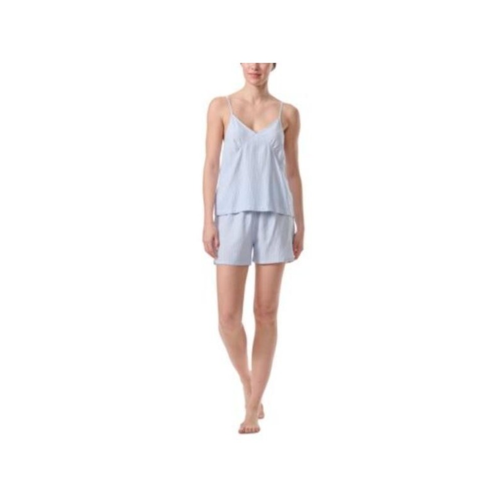 Tommy Hilfiger Women's 2-Pc. Striped‎ Cami Lounge Short Set Egret Stripe (Large)